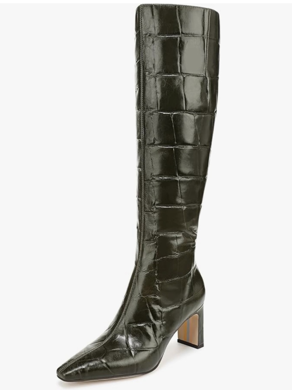 Sam Edelman Knee-high Croc-Embossed Boots in Dark Olive